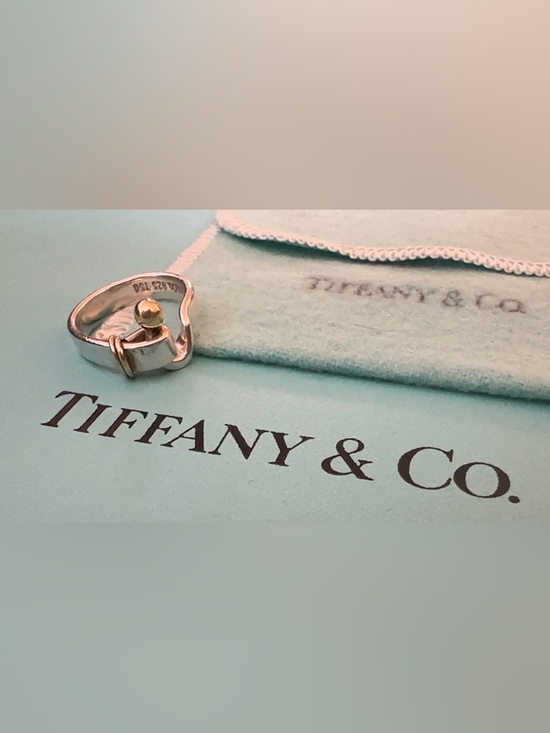 Tiffany & Co. Jewelry - Tiffany And Co Silver 18K Gold Hook And Eye Ring Band Sz 6.25